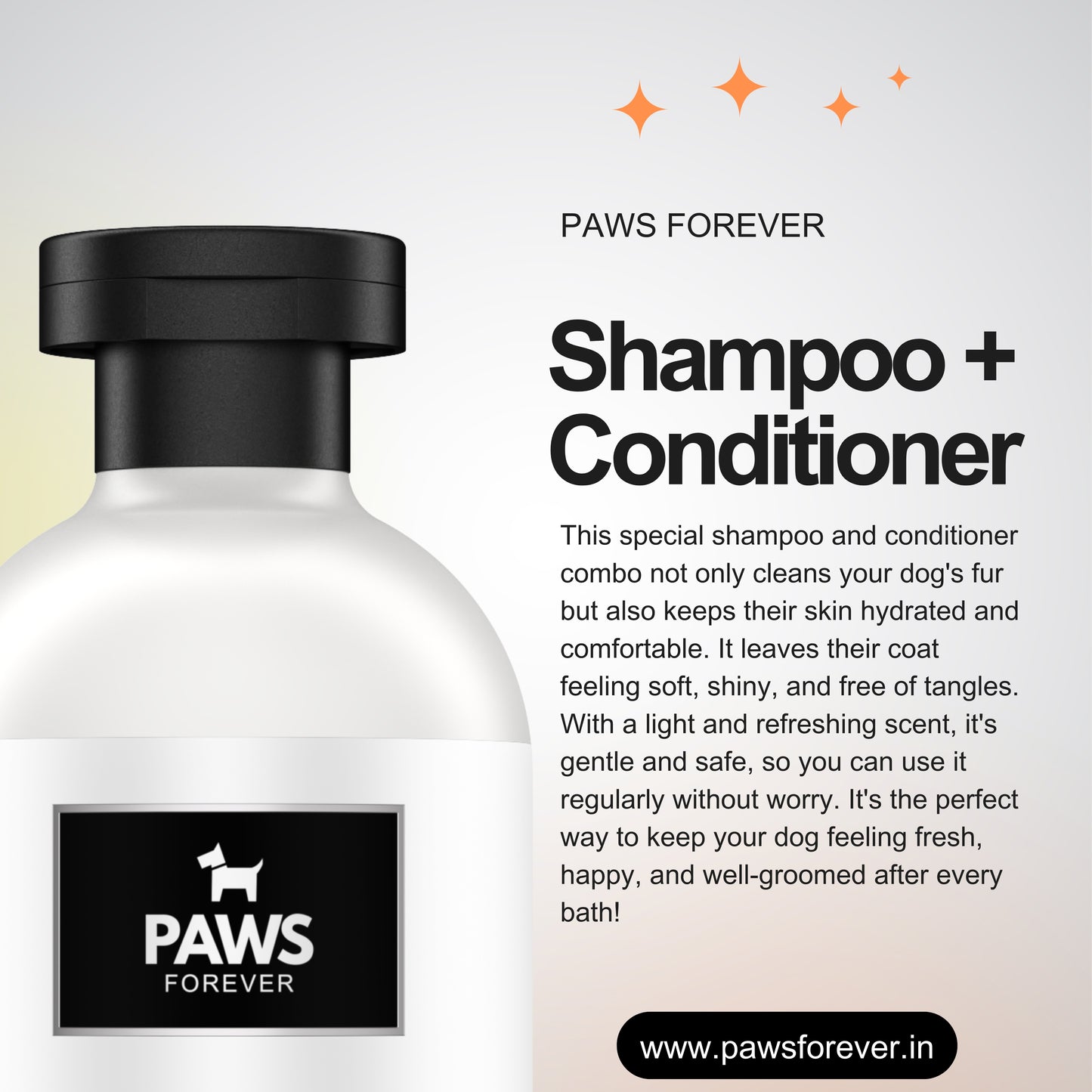 Paws Forever 2-in-1 Shampoo and Conditioner For Dogs and Cats